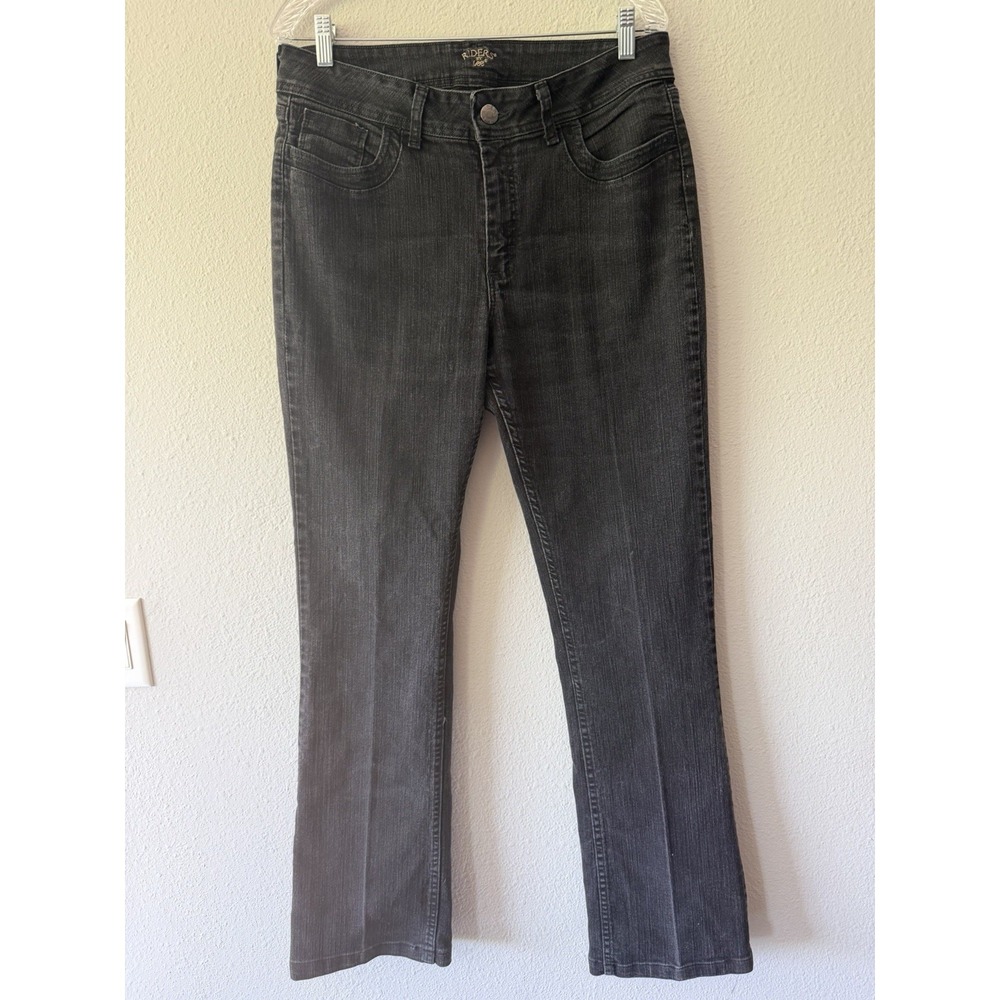 Riders by Lee Jeans Womens Size 14L Boot Cut High Rise Black Faded Denim Stretch